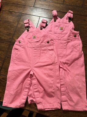 Carhartt Pink Canvas Kids Overalls Duo